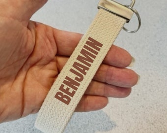 Personalized Wristlet Keychain Blank | Christian Keychain Backpack Tag | Custom Key Ring | Cotton Keychain |
