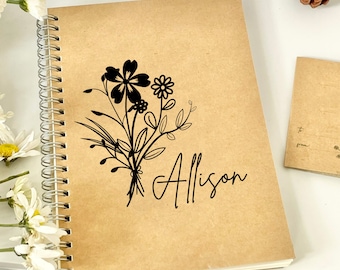 Monogrammed Kraft Spiral Notebook | Personalized Teacher Gift for Christmas | Great Stocking Stuffer Co-worker personalized gift
