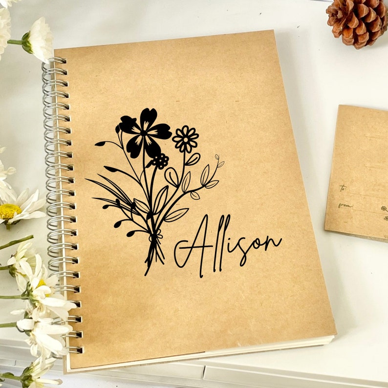 Monogrammed Kraft Spiral Notebook | Personalized Teacher Gift for ...