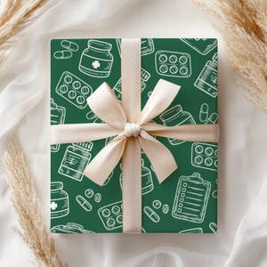 Medical Gift Wrap Healthcare Celebration Wrapping Paper for Doctors Nurses and Medical Students Satin Wrapping Paper for Healthcare Gifts