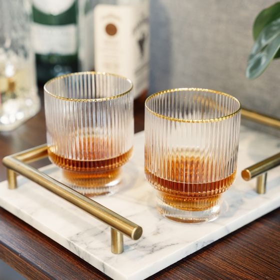 Ribbed Drinking Glasses With Glass Straws Can Shaped Glass - Temu