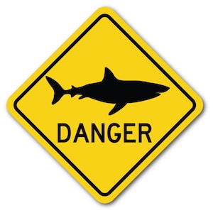 Shark Danger Shark Warning Shark Caution Indoor/Outdoor Vinyl Decal Sticker