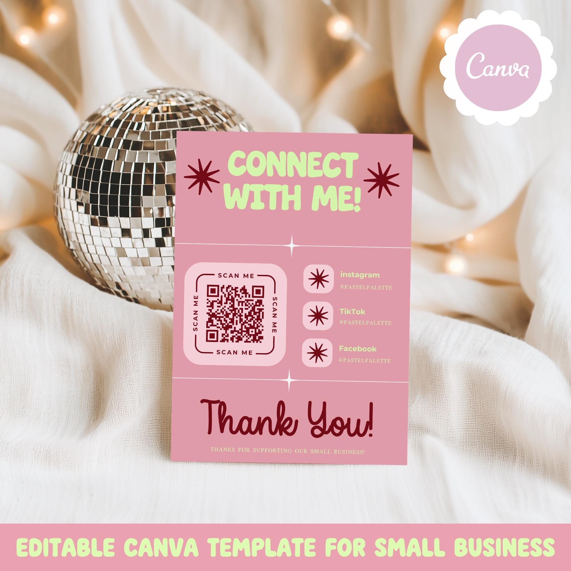 Connect With Me Sign Template for Small Business, Editable Canva ...