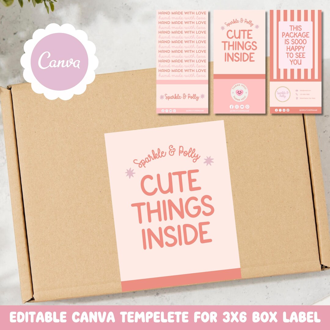 Custom 3x6 Box Label Template, Small Business Editable Canva Template ...