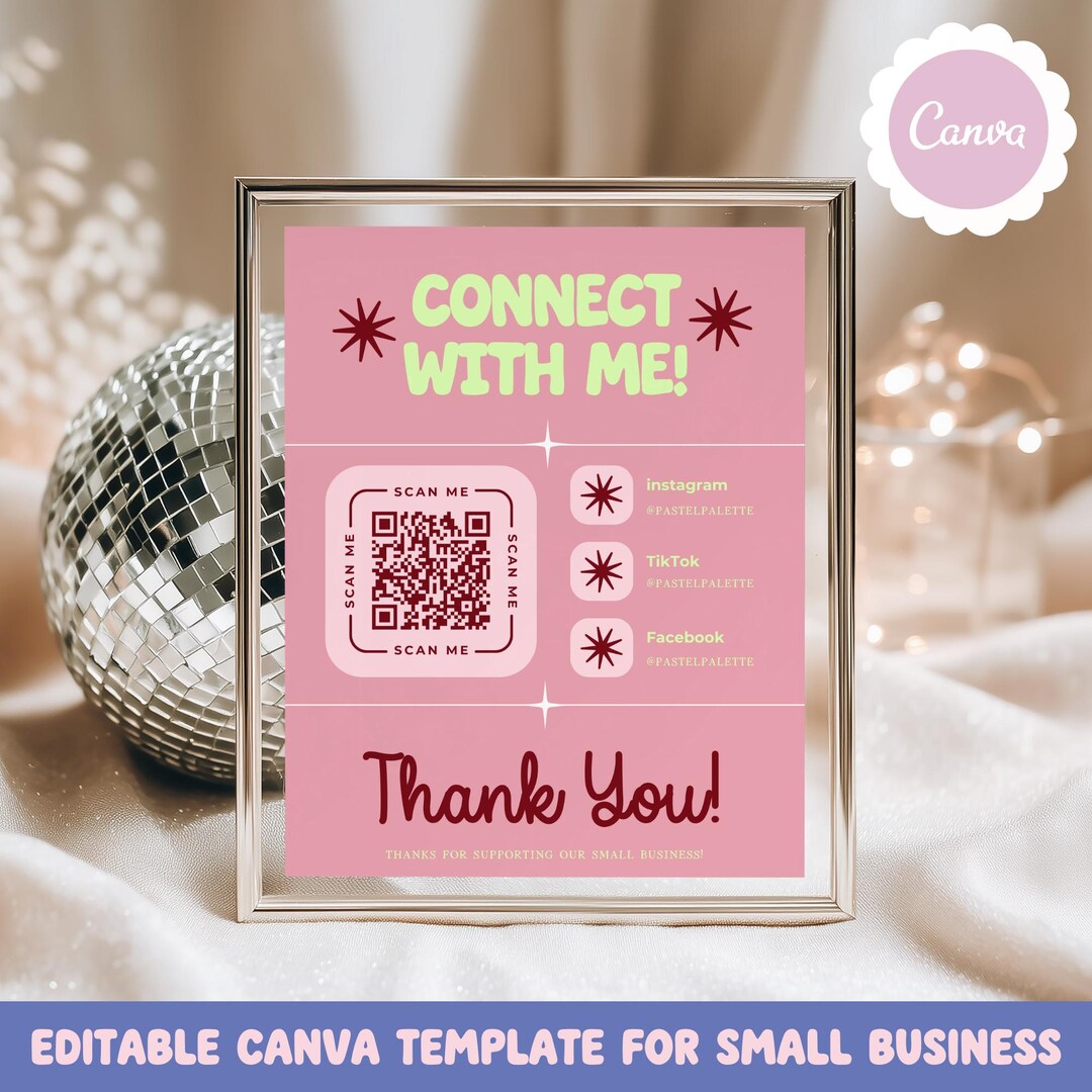Connect With Me Sign Template for Small Business, Editable Canva ...
