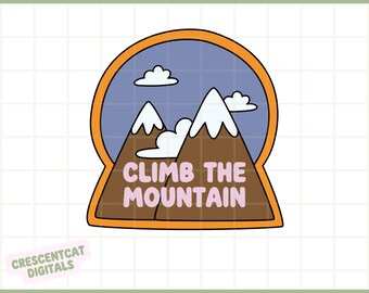 Climb The Mountain, Fantasy Bookish Kindle Sticker Design, Motivational Sticker PNG, Sublimation Design, Small Business Digital Download