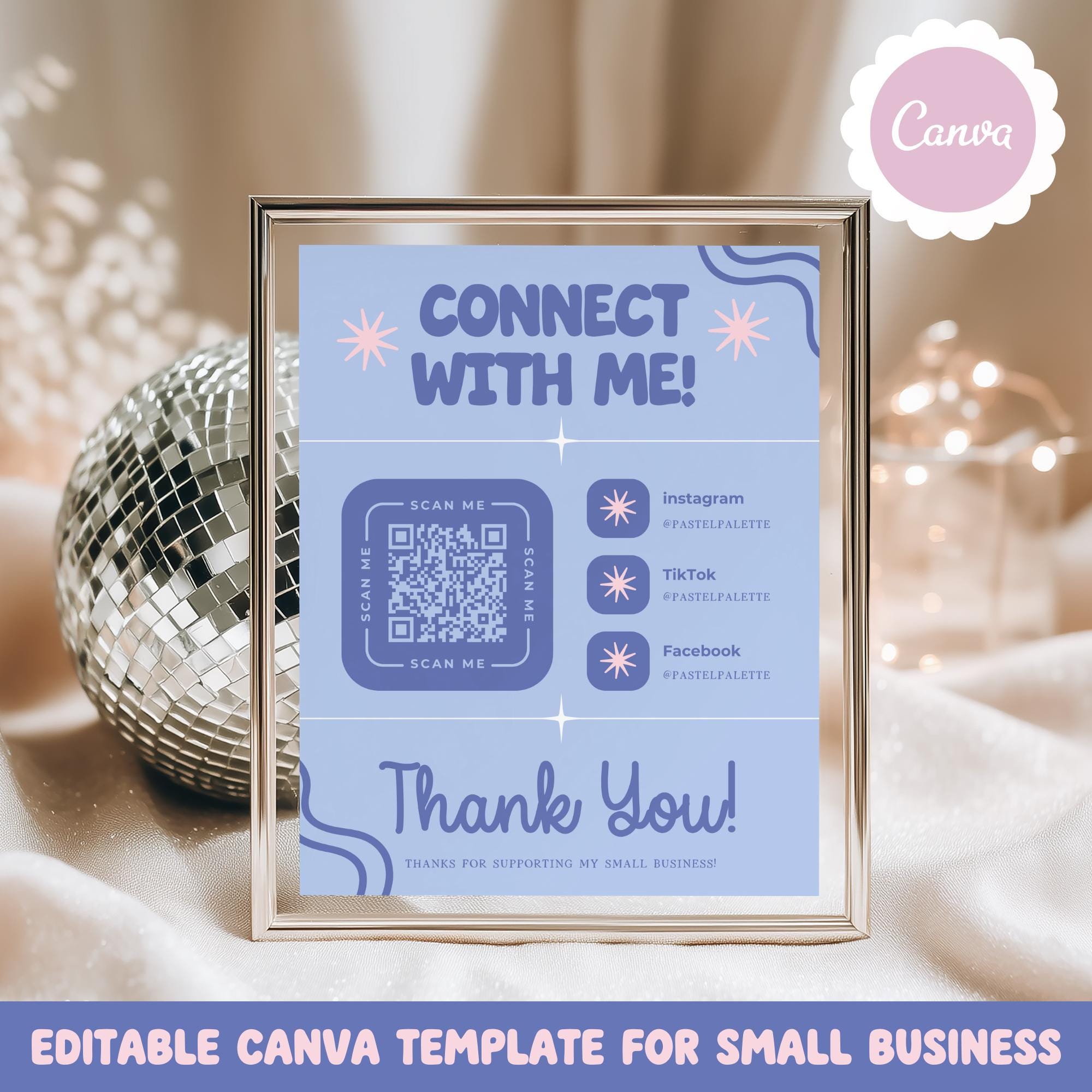 Connect With Me Sign Template for Small Business, Editable Canva ...