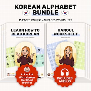 Complete Hangul Bundle – Korean Reading Lesson + Writing Worksheets for Beginners