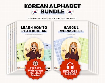Complete Hangul Bundle – Korean Reading Lesson + Writing Worksheets for Beginners