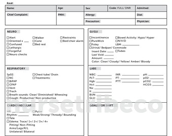 6 Patient Report Sheet Perfect for Techs Nurses Etsy