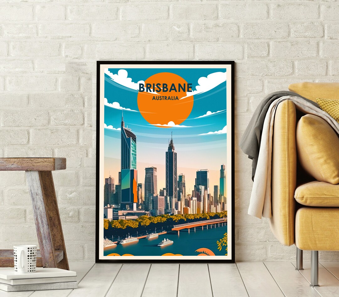 Brisbane Australia Poster Brisbane Poster Illustration Art Etsy