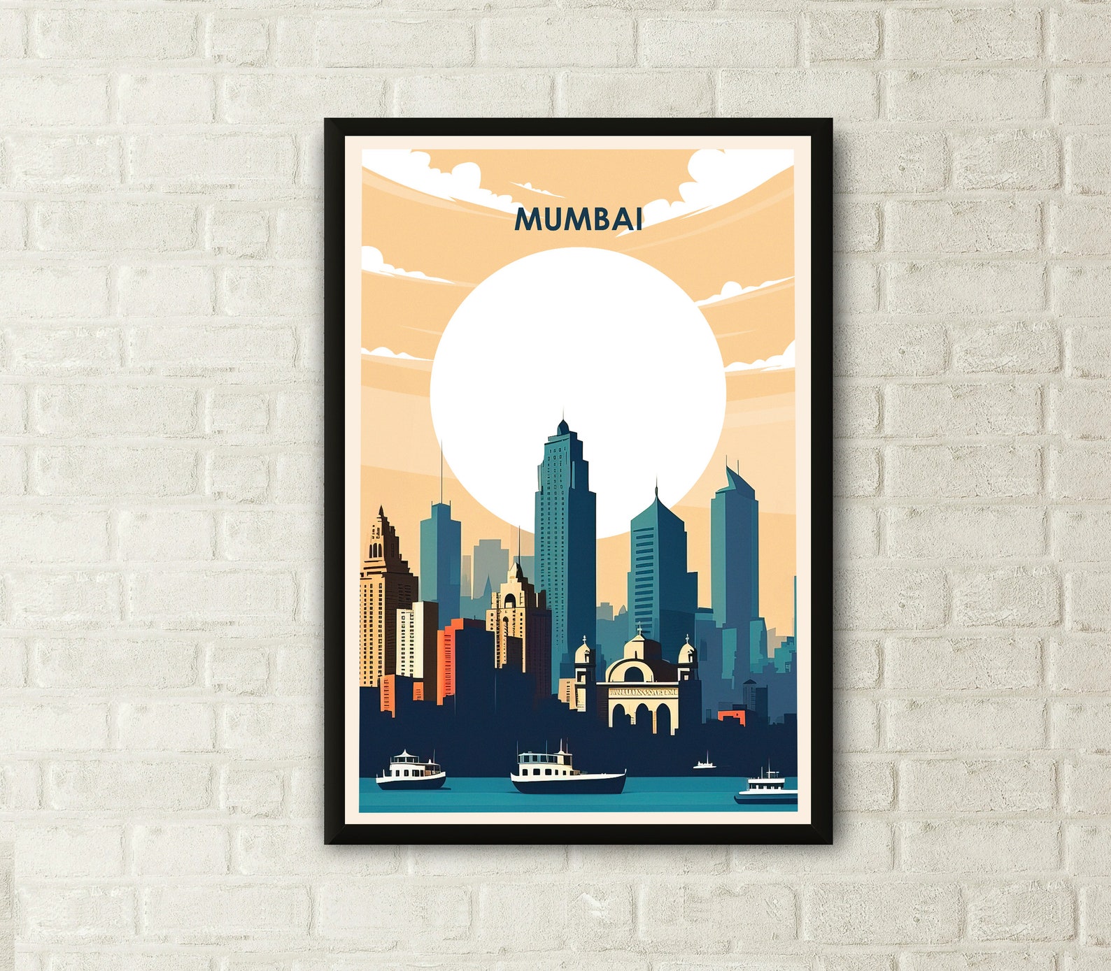 Mumbai Poster, Mumbai City Poster, Mumbai Skyline, Illustration Art ...