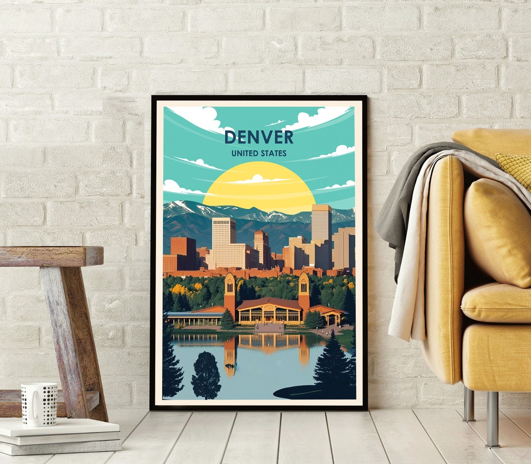 Denver Colorado Poster, Denver Poster, Denver Print, Illustration Art