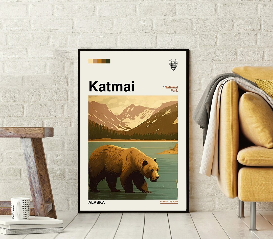Katmai National Park Poster Katmai Alaska Travel Print US Etsy