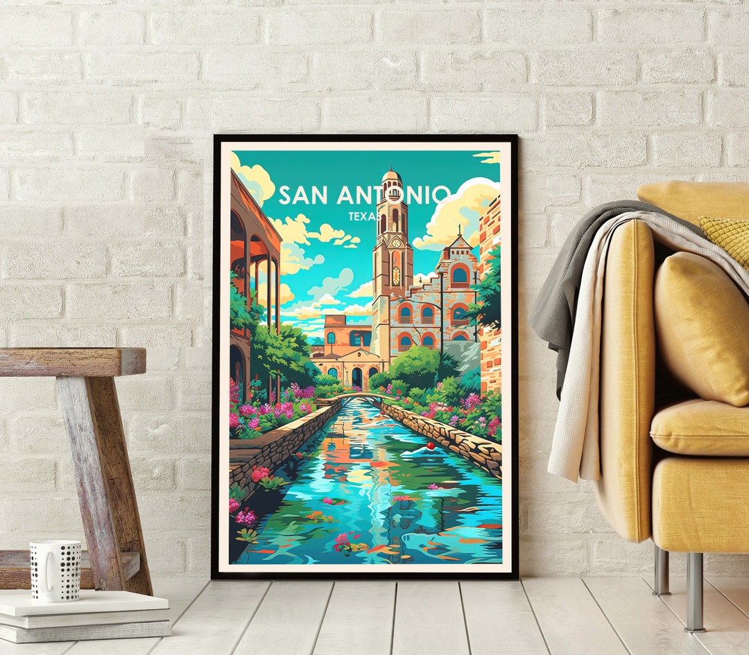 San Antonio Poster Texas Poster San Antonio Print San Etsy