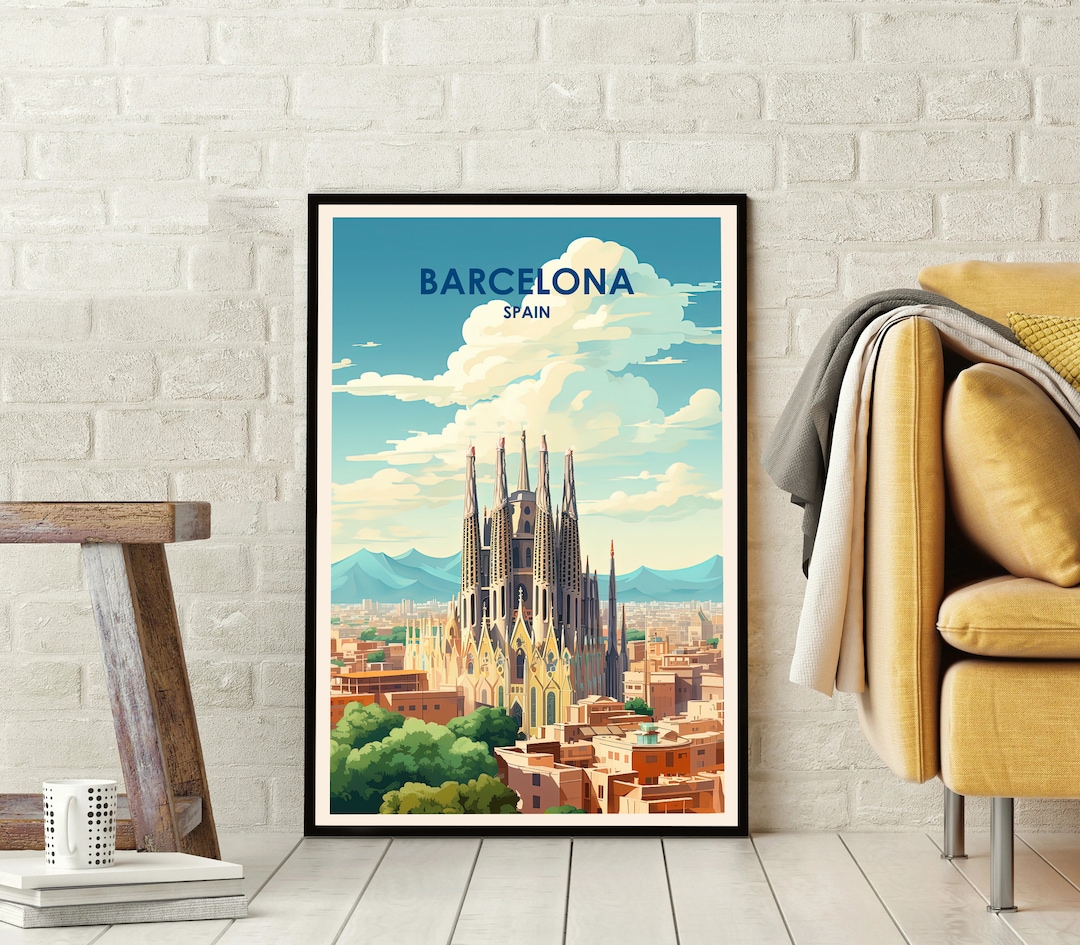Barcelona Travel Poster Spain Poster Barcelona Print - Etsy