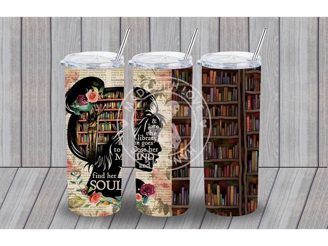 Library Love 20oz Straight Tumbler Wrap, Books, Reading, Sublimation ...