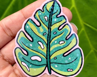 Monstera Leaf Vinyl Sticker - Holographic