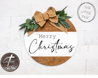 Merry Christmas Door Hanger Digital Design | Door Hangers, Wood Signs, Wood Decor | SVG, JPEG and PNG included
