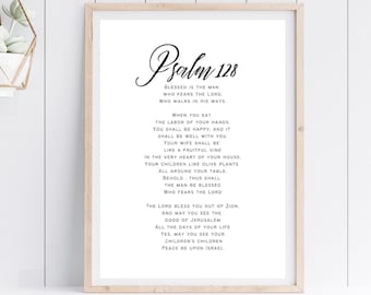 Psalm 128 Christian Bible Verse  Digital Download Wall Art for home decor