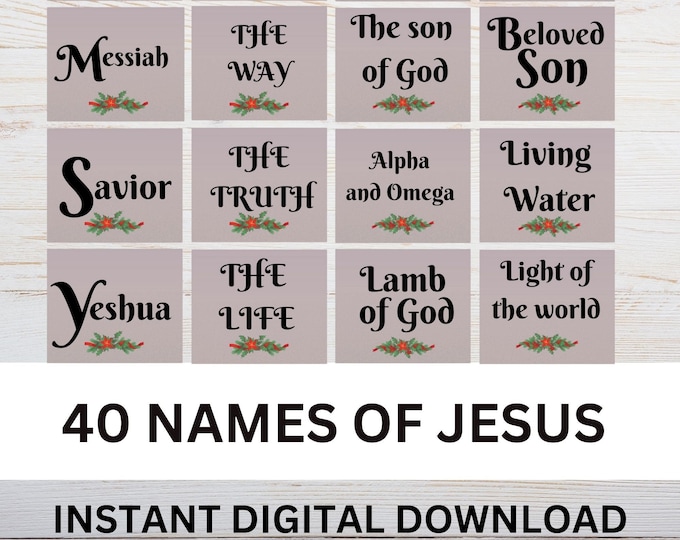 Names of Jesus Christ Printable Cards Christmas Holiday Decor Printable