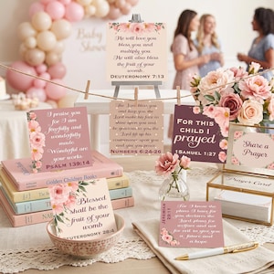 Baby Shower Printable Cards Baby Shower Favors For Guests Printable Scripture Cards Christian Baby Shower Gift Printable Baptism Gift Girls