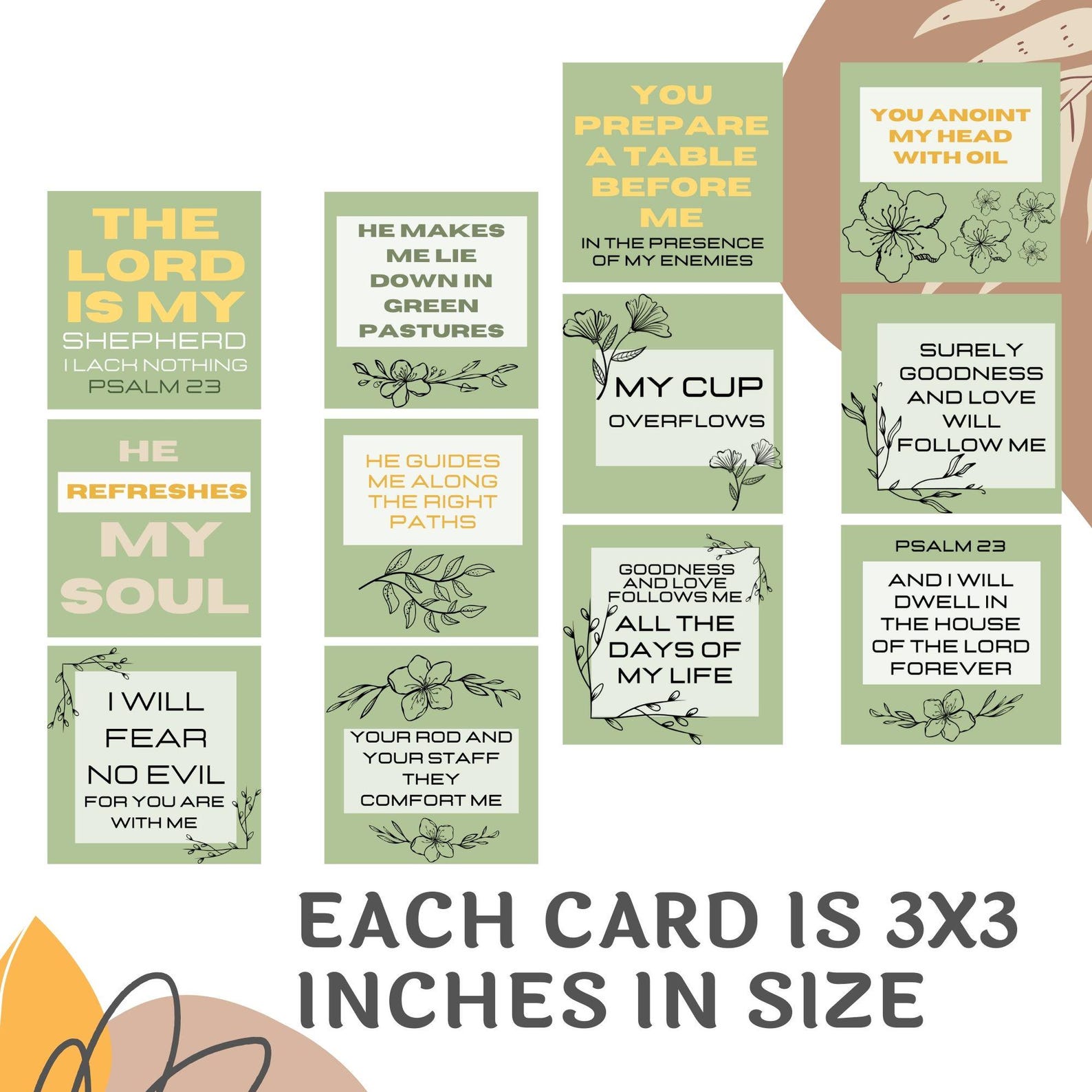 Psalm 23 Scripture Cards: Encouraging Bible Verse Gift Digital Download ...