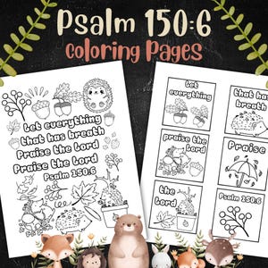 Waldpsalm 150: 6-Schrift-Malseiten für Kinder für die Sonntagsschule, Kinderkirche oder Hausschule, Malbuch, Bibel-Vers-Malseiten