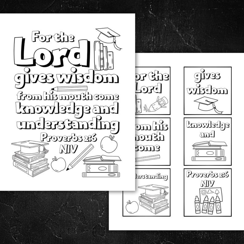 Proverbs 2:6 Wisdom Coloring Pages for Kids Digital Download Printable ...