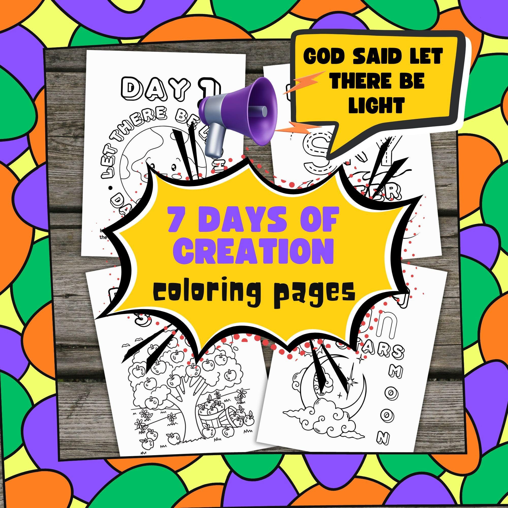 Creation Days Coloring Pages,7 Days of Creation Coloring Pages for Kids