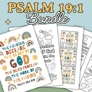 Malvorlage Schriftkarten für Kinder Sonntagsschulstunde druckbare Kinderkirche Zuhauseschule druckbare Bibelverskinder Psalm 19: 1 Handwerk