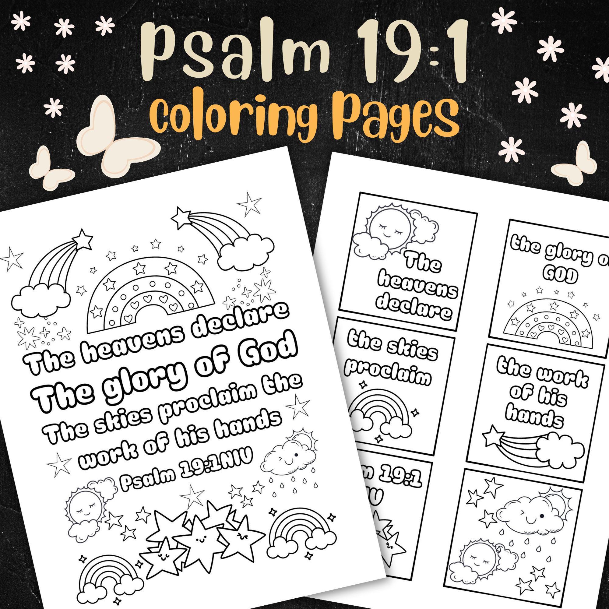 Psalm 19:1 Rainbow Coloring Pages for Kids Digital Download…