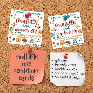 Salmo 139:14 retro Cartões de Escritura para Crianças Cartões de Versículos Bíblicos para Escola Dominical para impressão Escola em Casa ou Igreja Infantil impressões fáceis de artesanato em papel