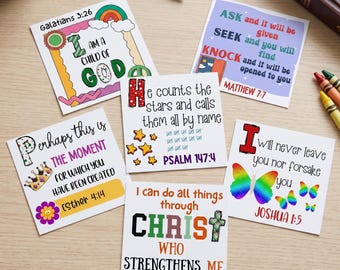 Kids scripture memory verse cards with bible verses kids bible verse lunch box cards memory cards for preschool and elementary printable PDF
