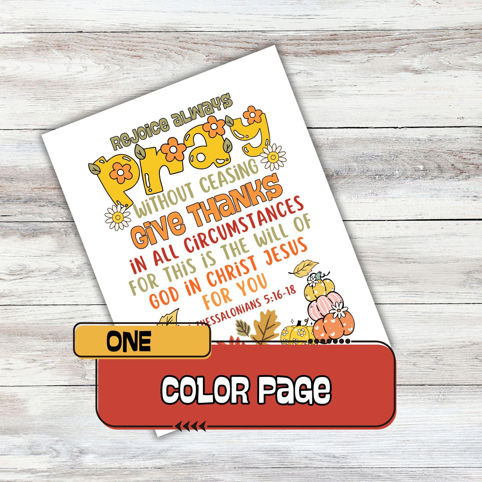 Thanksgiving Bible Verse Coloring Pages: Sunday School Activity PDF ...
