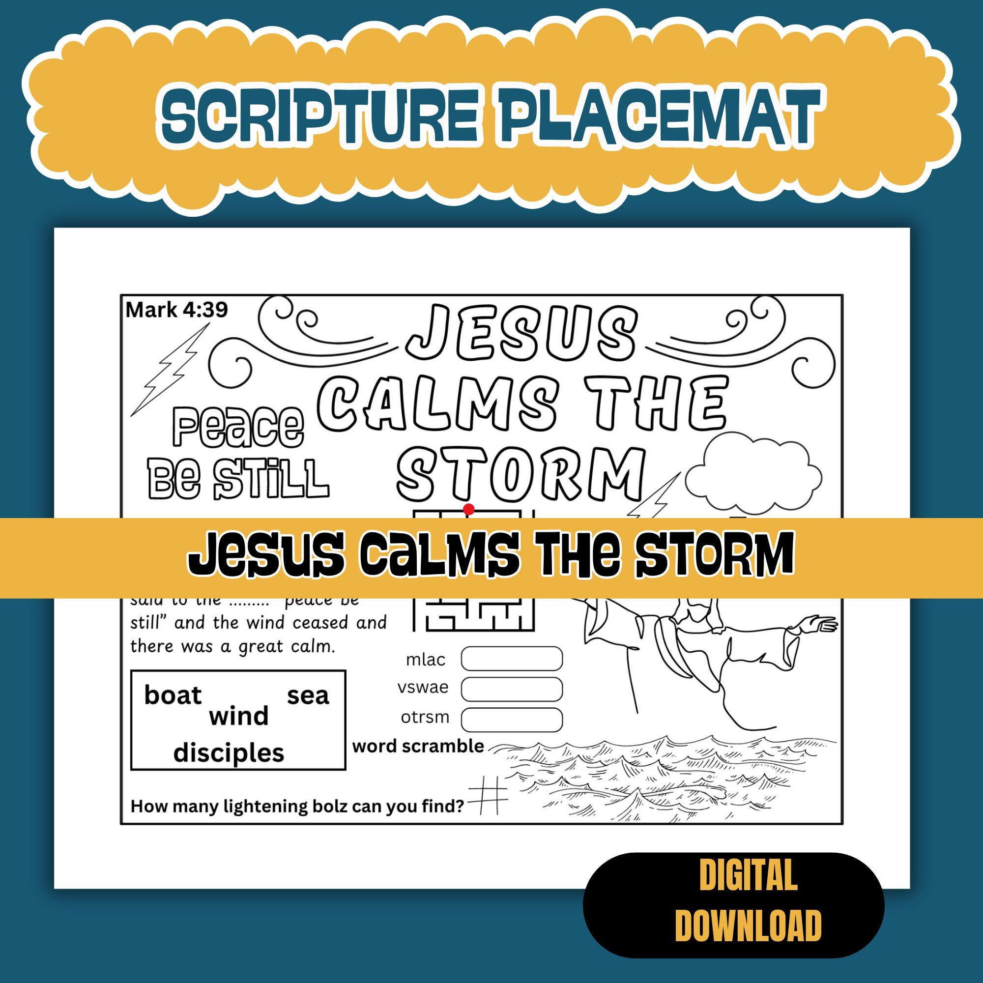 Jesus Calms the Storm Coloring Page Sunday School Activity Digital ...