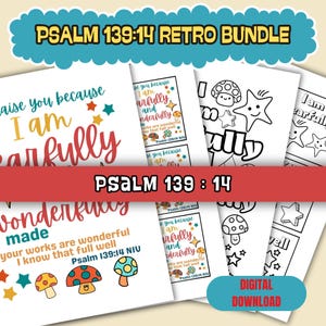 Página para colorir cartões de escritura para crianças lição da escola dominical para impressão crianças igreja escola em casa versículo bíblico para impressão crianças Salmo 139:14 artesanato