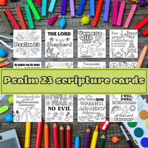 Schriftkarten für Kinder Bibel Verse Malkarten Psalm 23 für Sonntagsschule Kinderkirche oder Homeschool