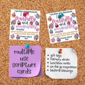 Salmo 139:14 cupcake Cartões de Escritura para Crianças Cartões de Versículos Bíblicos para Escola Dominical para Imprimir Artesanato para Escola em Casa ou Igreja Infantil