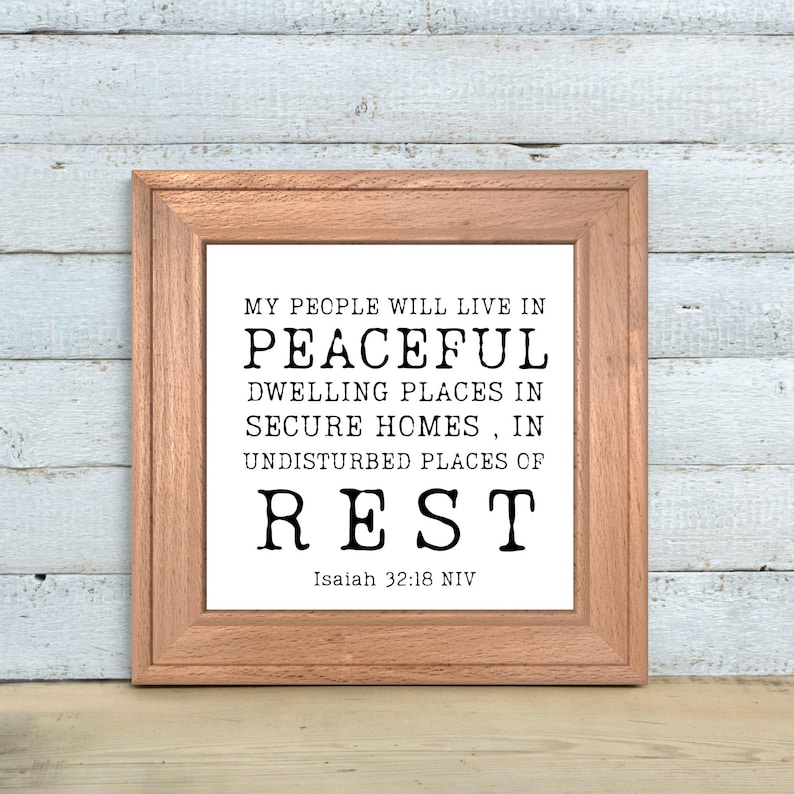 Wall Decor Bible Verse Printable Isaiah 32:18 Scripture Wall Art