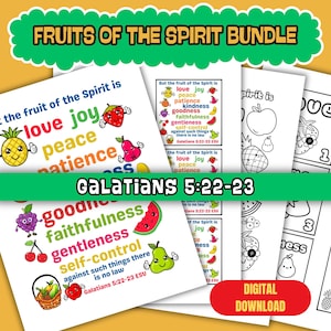 Fruits of the spirit kids activity Sunday school lesson printable fruits of the spirit bible verse coloring pages Galatians 5:22-23 craft