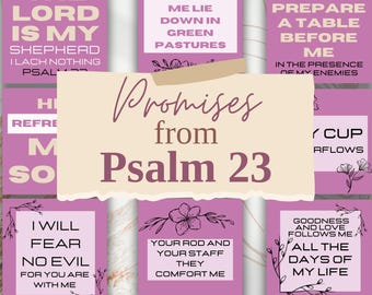 Psalm 23 Scripture Cards Encouraging Bible Verse Gift Digital Download Printable Psalm 23 bible study cards for peace cards from bible PDF