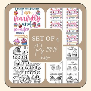 Coloring page scripture cards for kids Sunday school lesson printable kids church home school printable bible verse kids Psalm 139:14 craft