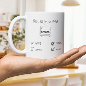 Best season to watch Kdramas - White Mug - Learning Korean, Kpop lovers, Kdrama lovers