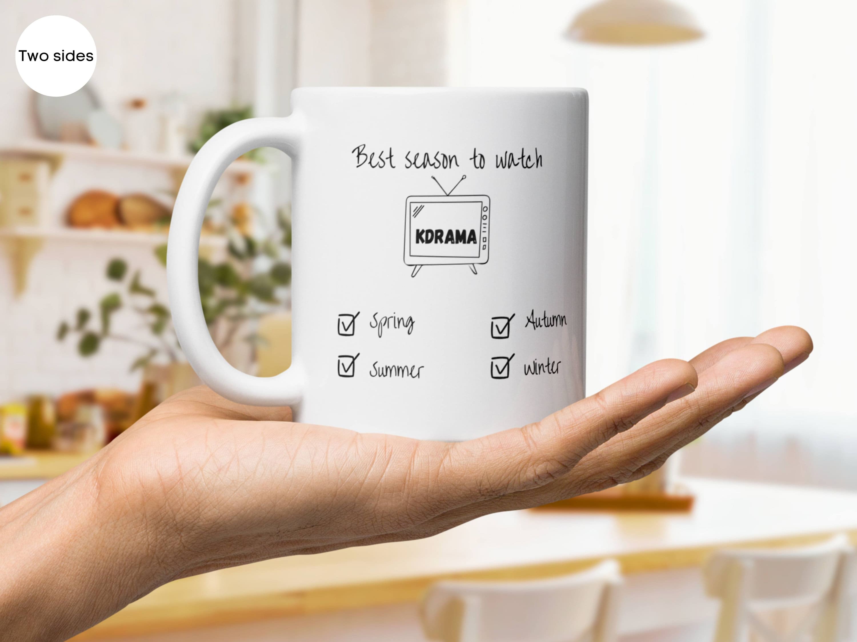 Best season to watch Kdramas - White Mug - Learning Korean, Kpop lovers, Kdrama lovers