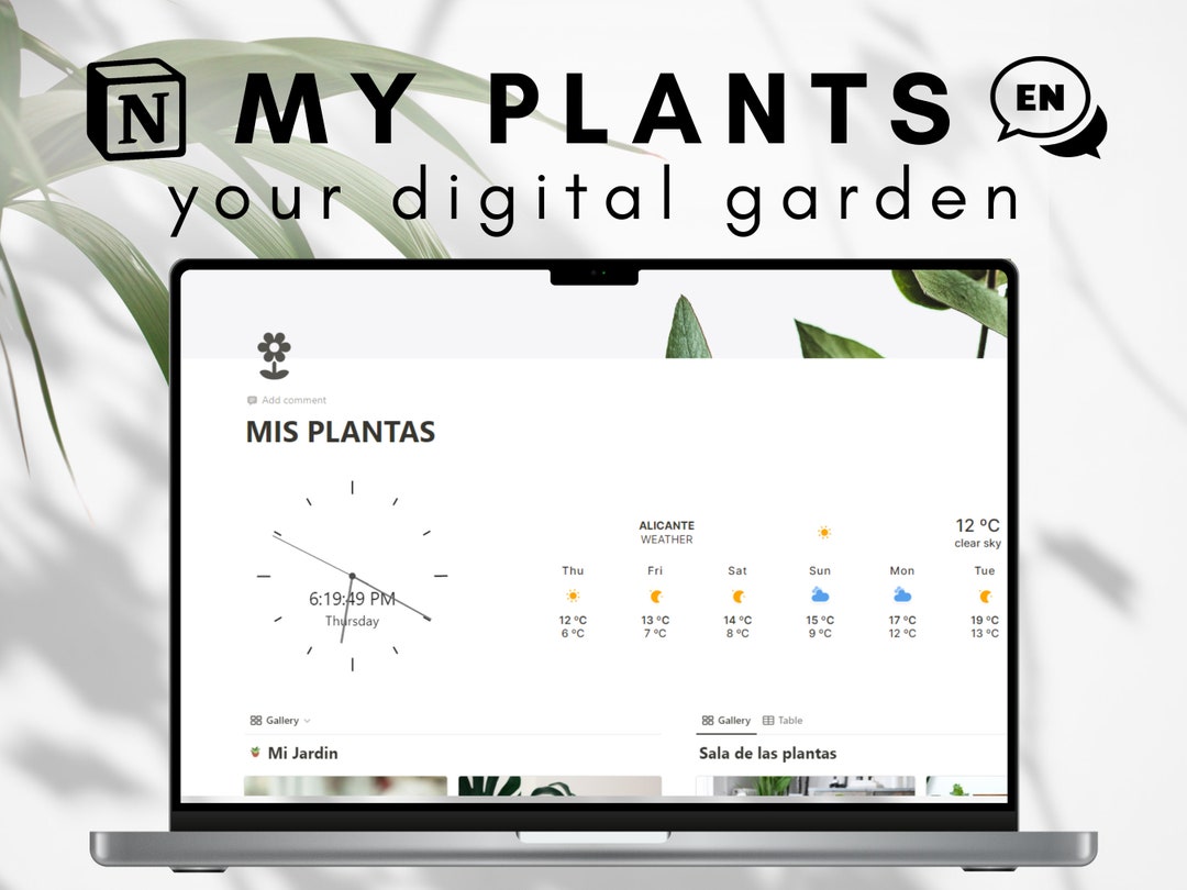 ENG MY PLANTS Notion Template Digital Garden Notion Etsy