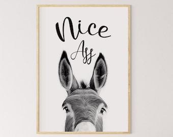 Funny Donkey Bathroom Art Print: Cheeky Toilet Humor (Digital Download)