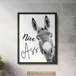 Nice ass printable, funny bathroom art, Funny Donkey Bathroom Poster, Donkey Funny toilet Printable, Nice Ass art, Funny Bathroom Wall Art