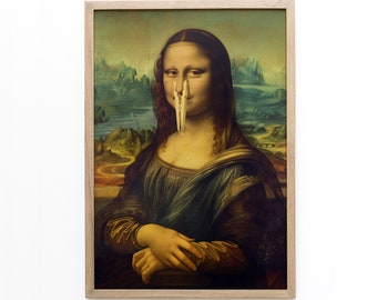 Funny Bathroom Wall Art,Humor Bathroom Vintage Art,Funny Bathroom Print Art,Mona Lisa Clothespin,Womans Bathroom Humor,Restroom Gift
