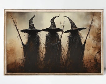 Witchy Decor Halloween Wall Art Printable Vintage Witch Halloween Rustic Halloween Decor Vintage Halloween Painting Print Witch Wall Art